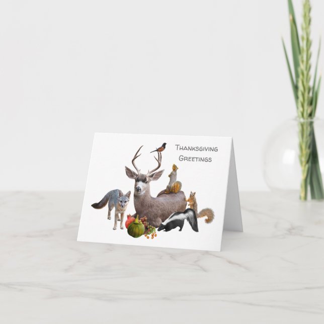 Tarjeta de Acción de Gracias para Animales Foresta (Anverso)