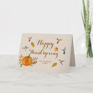 Tarjeta de Acción de Gracias para Hummingbirds per