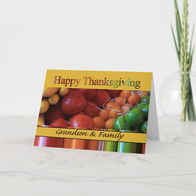 Tarjeta de Acción de Gracias para Nietos y Familia (Anverso)