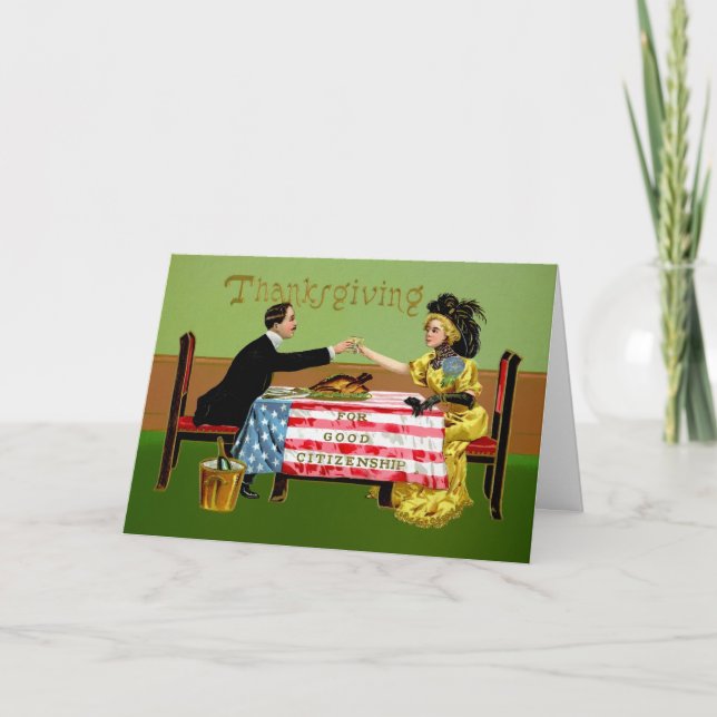 Tarjeta de Acción de Gracias Patriótica Victoriana (Anverso)