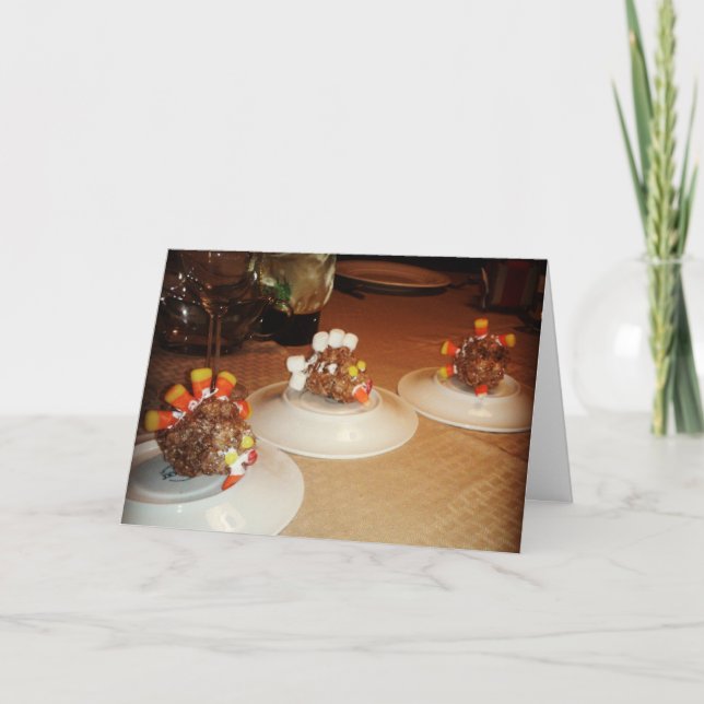 Tarjeta de Acción de Gracias "Pavos Crujientes" (Anverso)