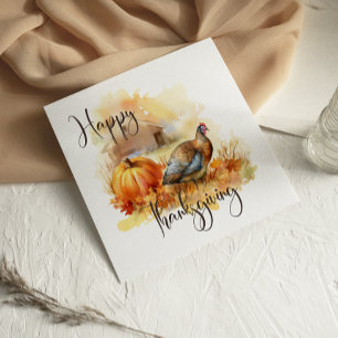 Tarjeta de Acción de Gracias Pheasant Pumpking Fal