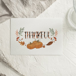 Tarjeta de Acción de Gracias Plaid Thankful Fall