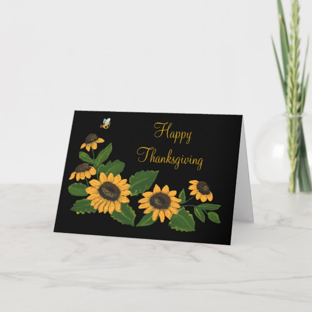 Tarjeta de Acción de Gracias Sunflowers (Anverso)