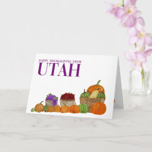 Tarjeta de acción de gracias Utah Watercolor Pumpk