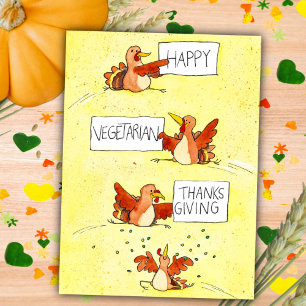 Tarjeta de Acción de Gracias vegetariana feliz de