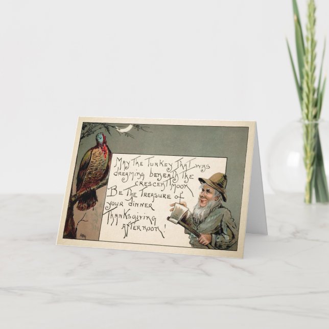 Tarjeta de Acción de Gracias Vintage Creepy (Anverso)