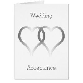 Tarjeta de aceptación boda Corazones plateados
