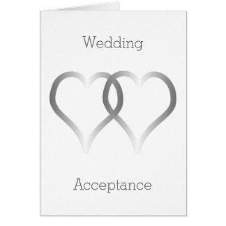 Tarjeta de aceptación boda Corazones plateados