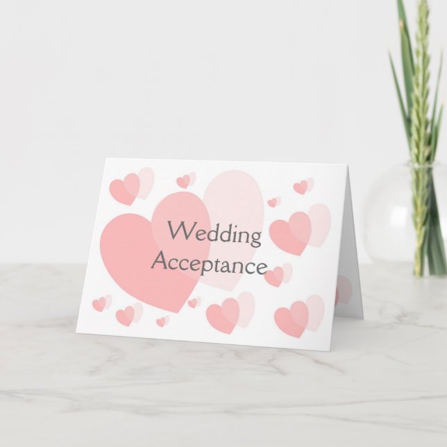 Tarjeta de aceptación de boda Corazones rosas (Anverso)