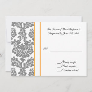 tarjeta de aceptación de boda, damasco negro