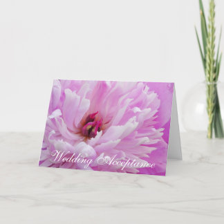 Tarjeta de aceptación de Boda de Peony Rosado