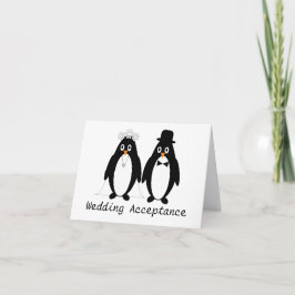 Tarjeta de aceptación de Boda de pingüino