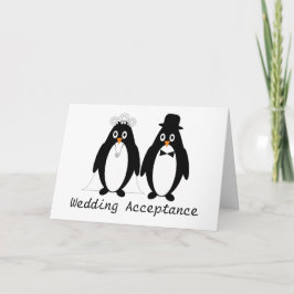 Tarjeta de aceptación de Boda de pingüino
