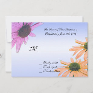 tarjeta de aceptación de boda, flores de margarita