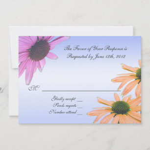 tarjeta de aceptación de boda, flores de margarita