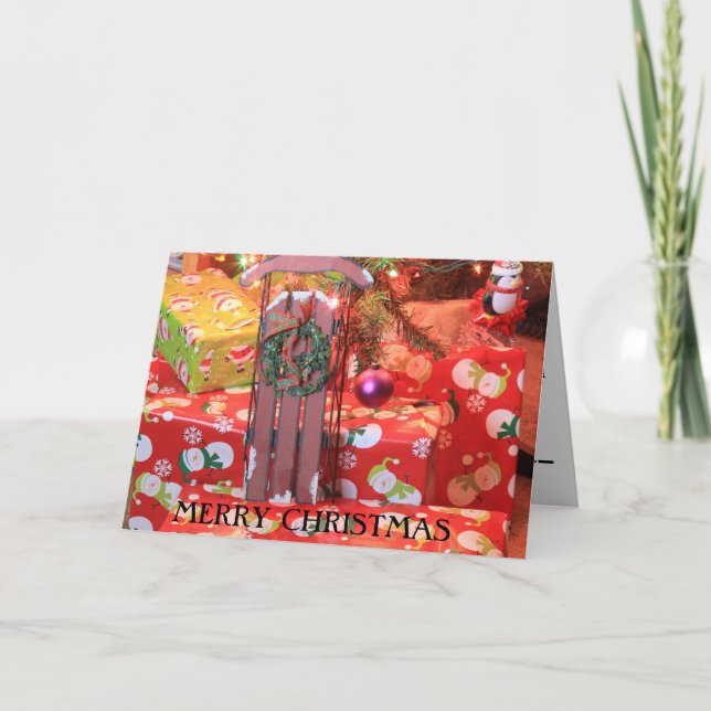 Tarjeta de acercamiento de trineo de Navidad (Anverso)