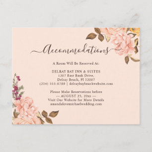 Tarjeta de Acogida Floral Dorado Rosado