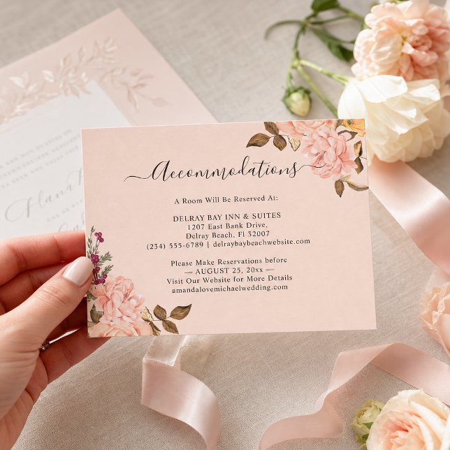 Tarjeta de Acogida Floral Dorado Rosado (Subido por el creador)