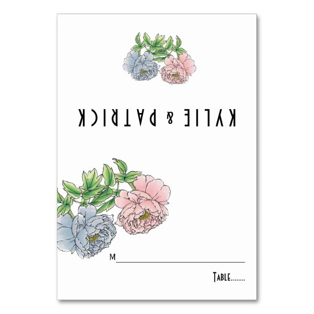 Tarjeta de acompañamiento boda con flores azules c (Anverso)