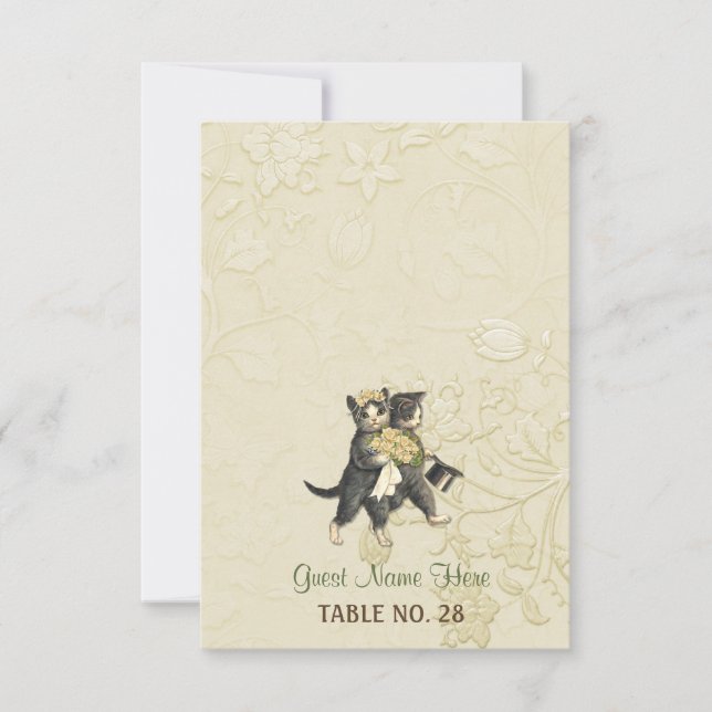 Tarjeta de acompañamiento para boda de gatos elega (Anverso)