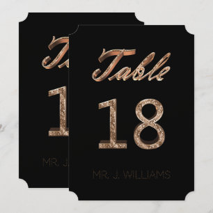 Tarjeta de acompañante elegante de oro negro númer