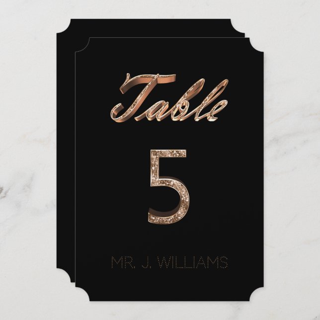 Tarjeta de acompañante elegante de oro negro númer (Anverso / Reverso)