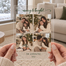 Tarjeta de acrílico de fotos familiares personaliz