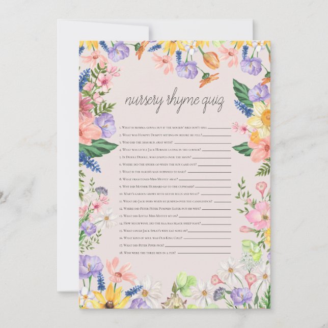 Tarjeta de actividades de Baby Shower de Nursery R (Anverso)