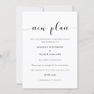 Tarjeta de actualización de boda pospuesta elegant