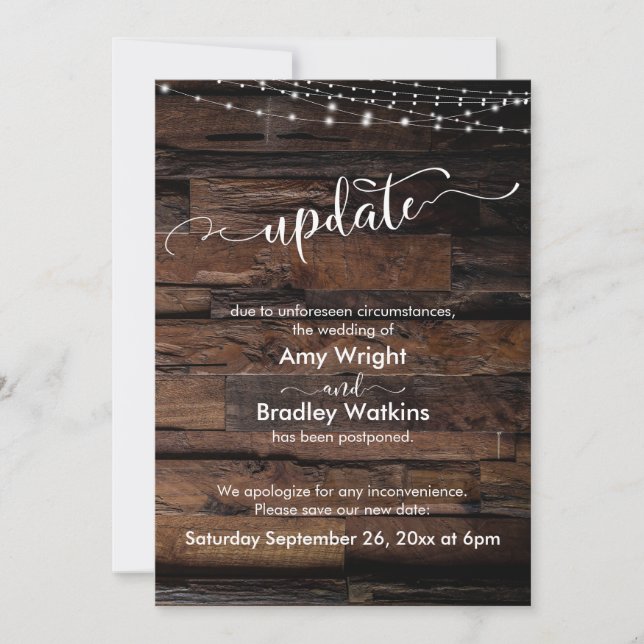 Tarjeta de actualización de Boda pospuesta para lu (Anverso)