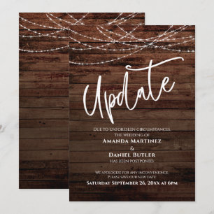 Tarjeta de actualización de Boda postergada Rustic