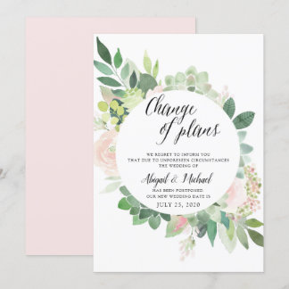 Tarjeta de actualización de Boda postponado con co
