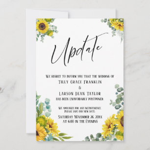 Tarjeta de actualización del Boda retrasado de gir