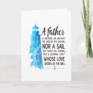 Tarjeta de acuarela azul del Día del Padre Feliz N