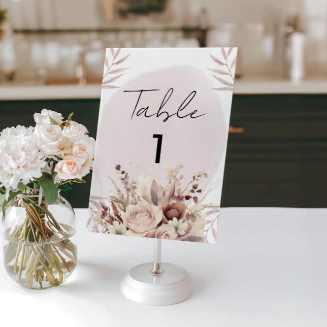 Tarjeta de Acuarela Boho Floral Rosa Polvo (Subido por el creador)