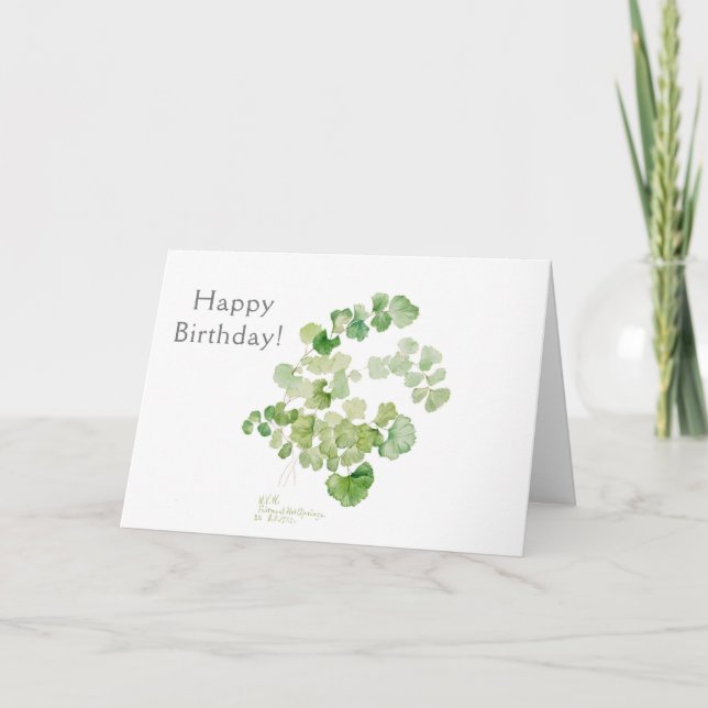 Tarjeta de acuarela botánica de cumpleaños feliz (Anverso)