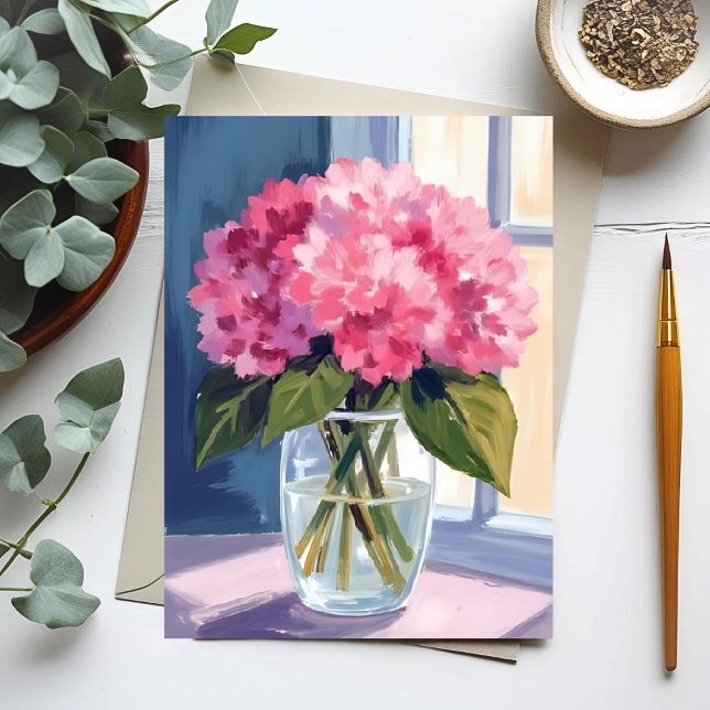 Tarjeta de acuarela Bouquet de flores rosadas Hydr (Subido por el creador)