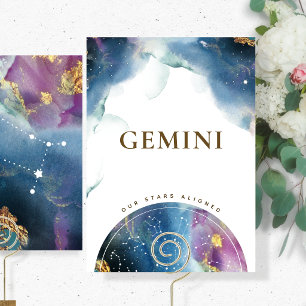 Tarjeta de Acuarela Celestial del Signo de Número 