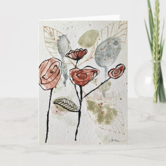 Tarjeta de acuarela con flores abstractas