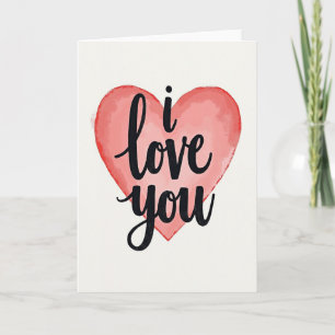 Tarjeta de Acuarela Corazón Te Amo