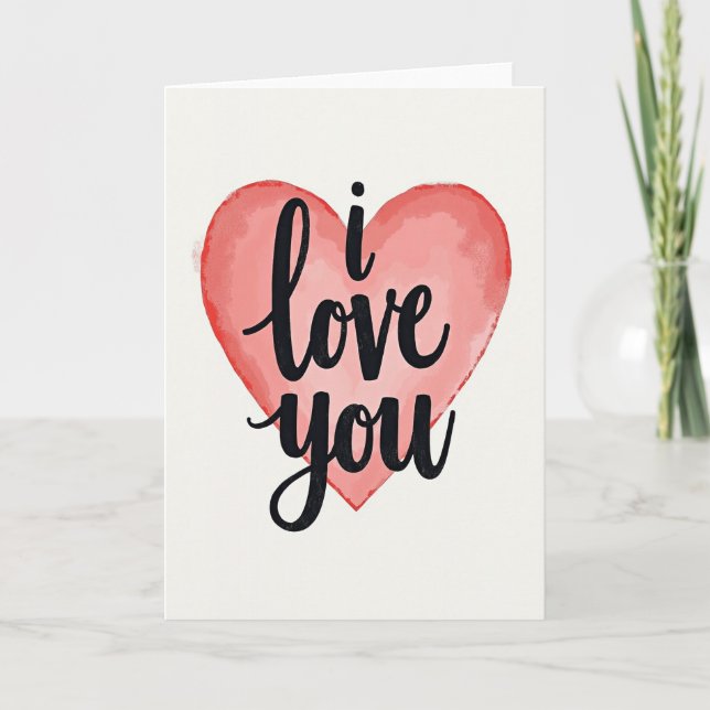 Tarjeta de Acuarela Corazón Te Amo (Anverso)