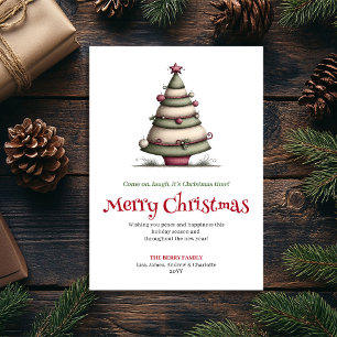 Tarjeta de acuarela de árbol de Navidad encantador
