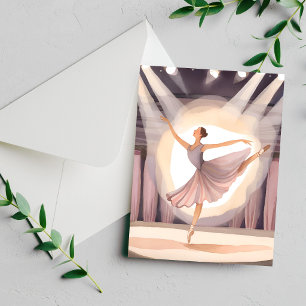 Tarjeta de acuarela de baile de ballet de hermosa