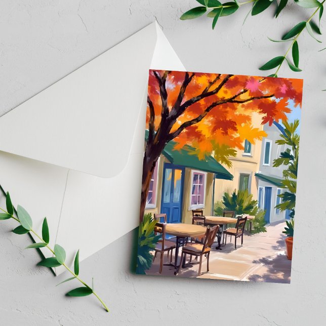 Tarjeta de Acuarela de Café de Otoño con Follaje d (Subido por el creador)