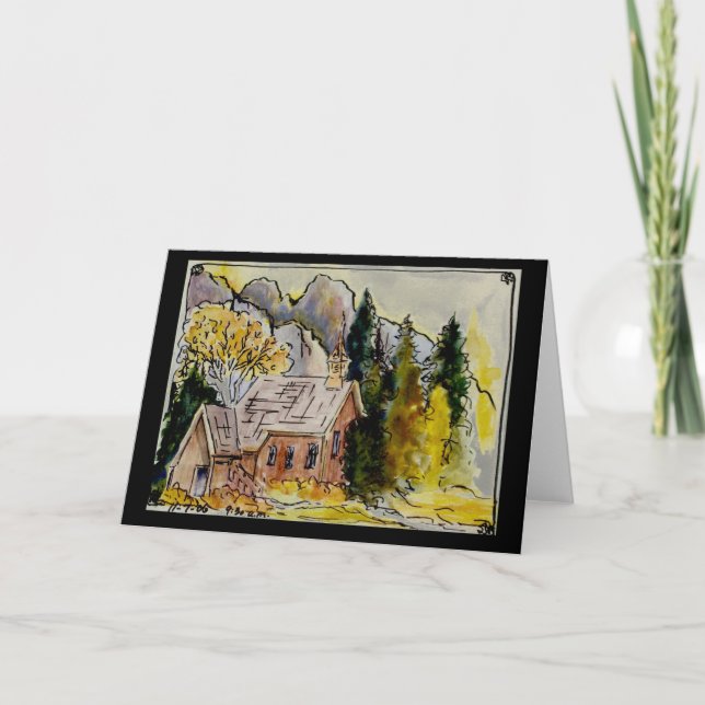 Tarjeta de acuarela de capilla yosemite (Anverso)