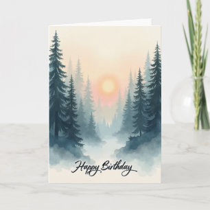 Tarjeta de Acuarela de Cumpleaños Bosque Alegre