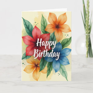 Tarjeta de Acuarela de Flor Brillante