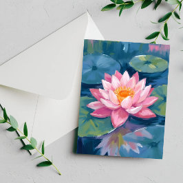 Tarjeta de Acuarela de Flor de Loto Almohadilla de