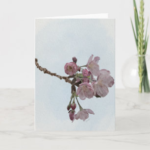 Tarjeta de Acuarela de Flores de Cerezo